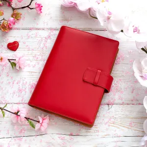 Leather A5 Portfolio in Red and Cognac with Notepad