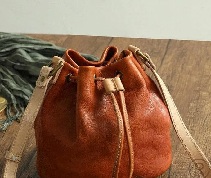 Leather Bucket bag Valentines Day gift Personalised Bag Shoulder Bag, Cross Body Bag, Tan Leather Bag, Crossbody Bag, Gift for her