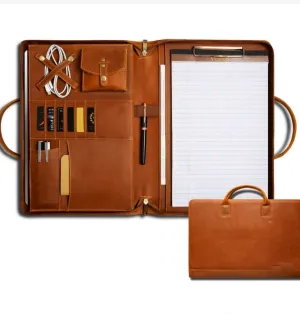 Leather Document Bag Padfolio,Business Briefcase,Men's Leather Portfolio,Personalized Gift for Him/9075