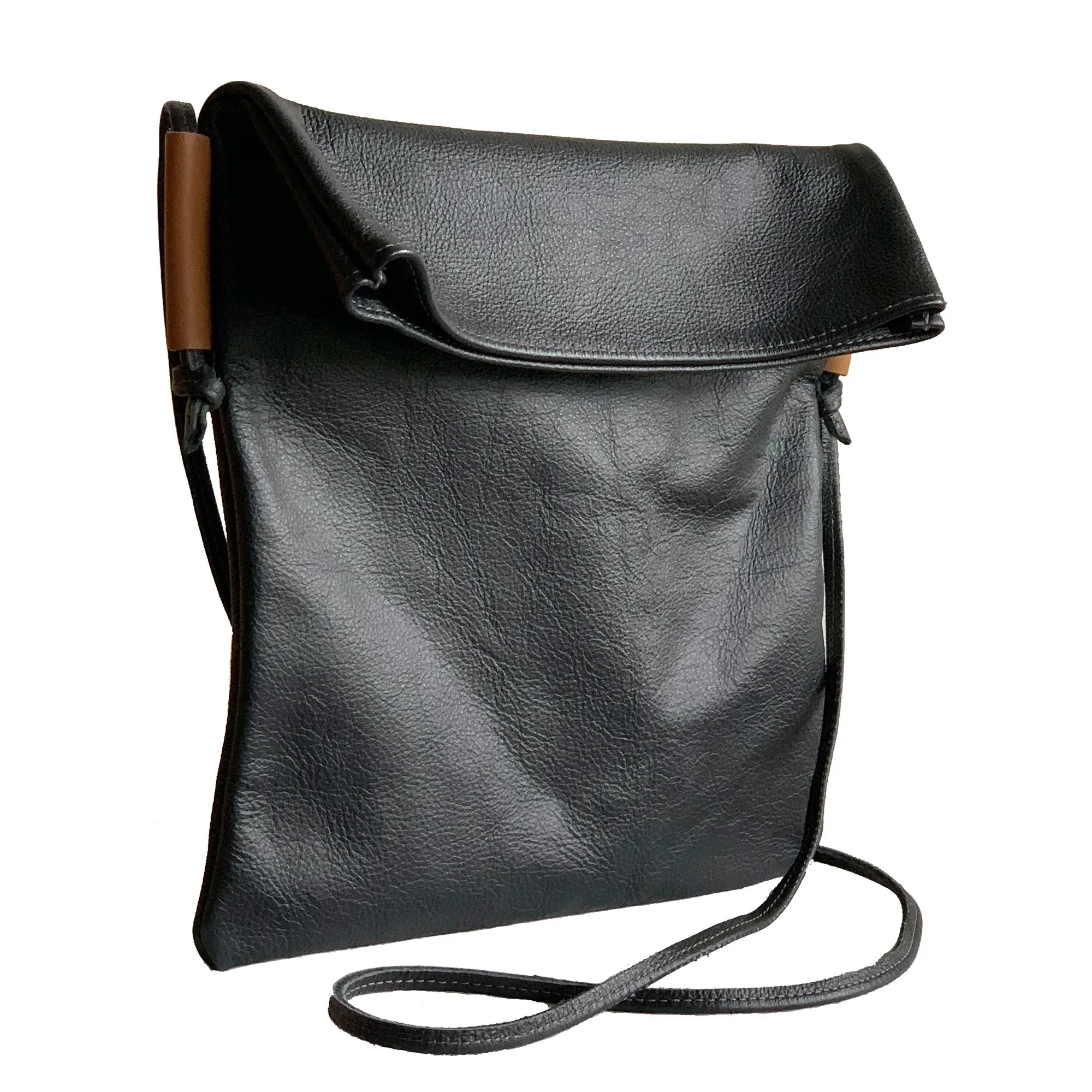 Leather Foldover Bag