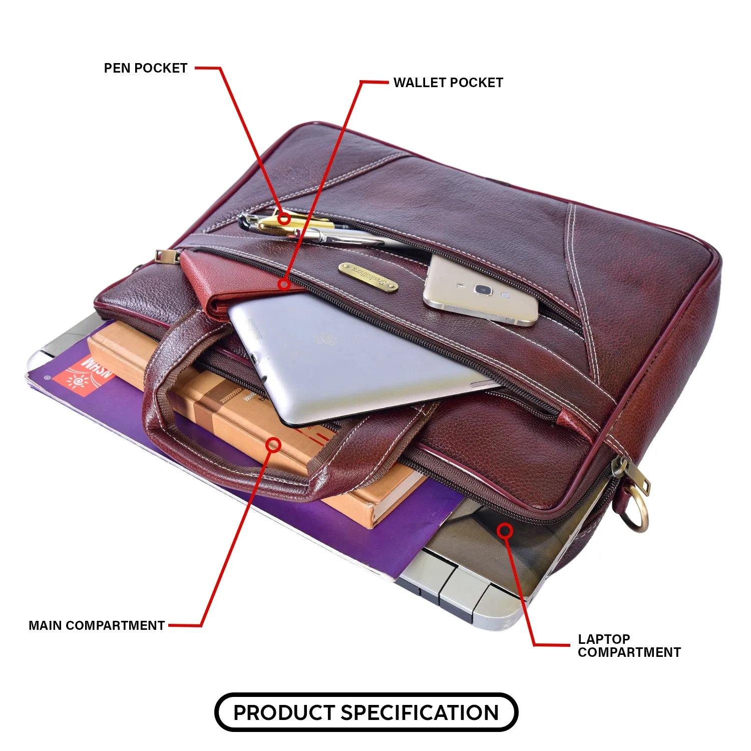 Leather Laptop Bag 36802 (BROWN)