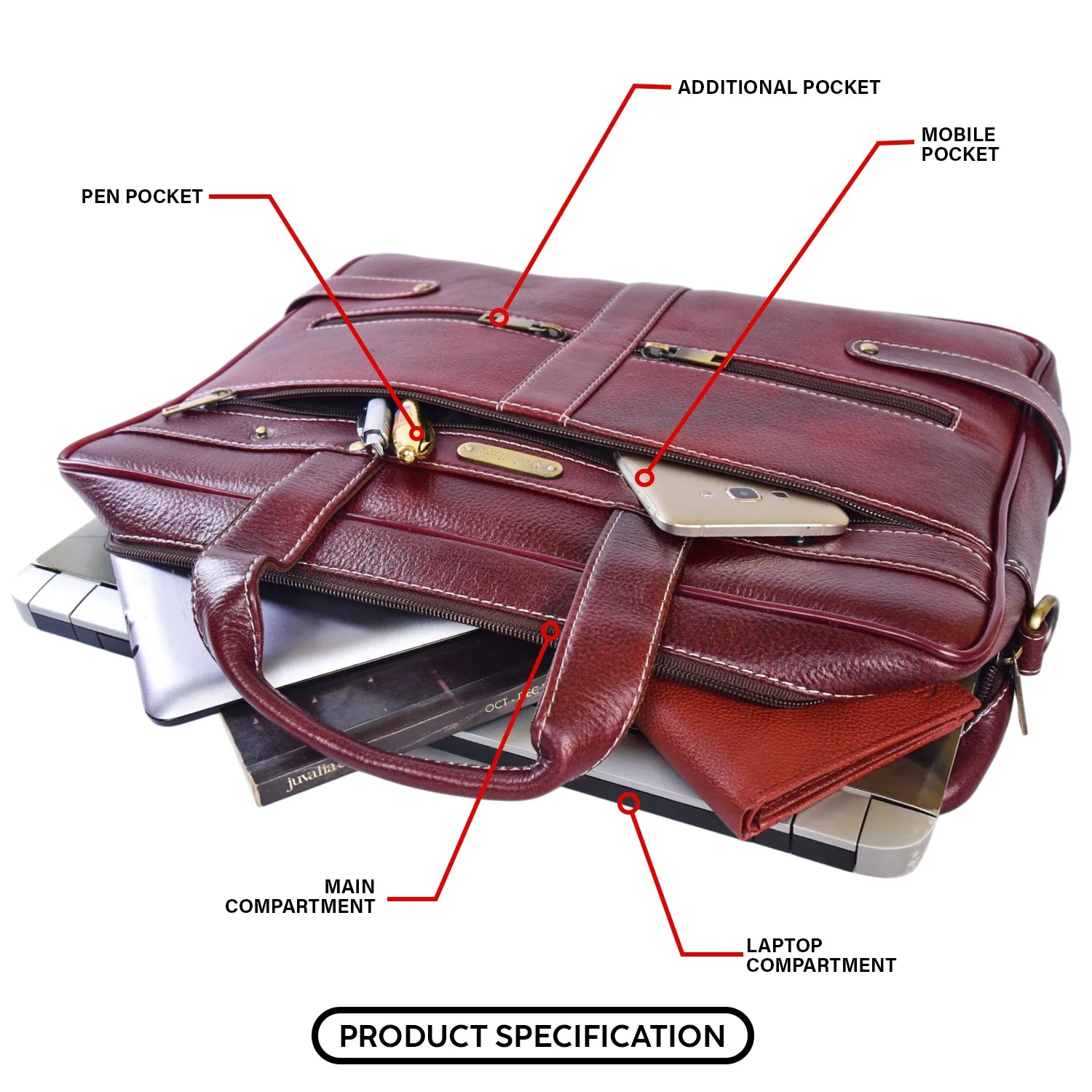 Leather Laptop Bag 36809 (BROWN)