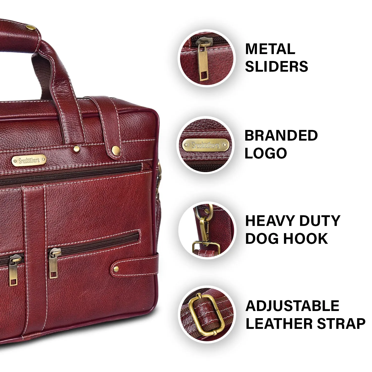 Leather Laptop Bag 36809 (BROWN)