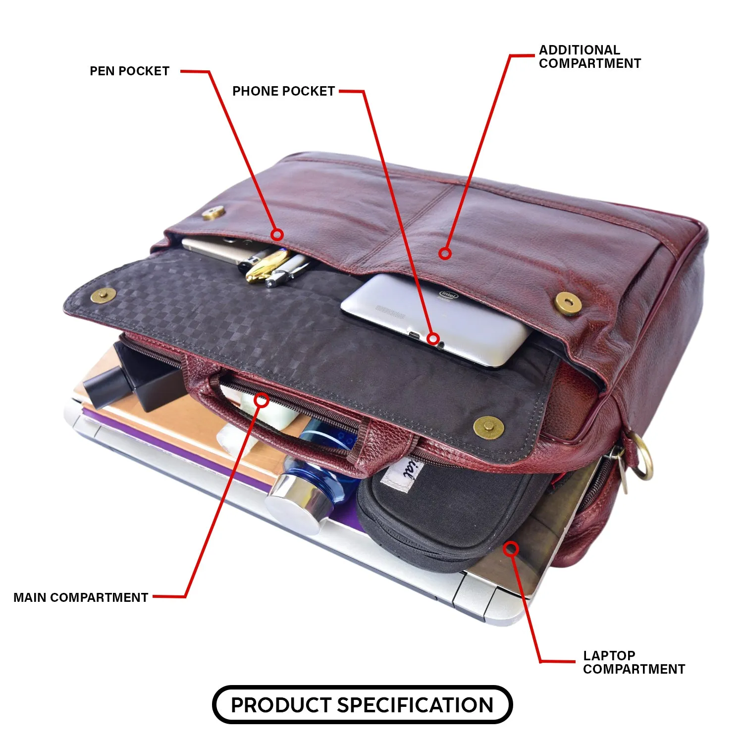 Leather Laptop Bag 36826 (Brown)