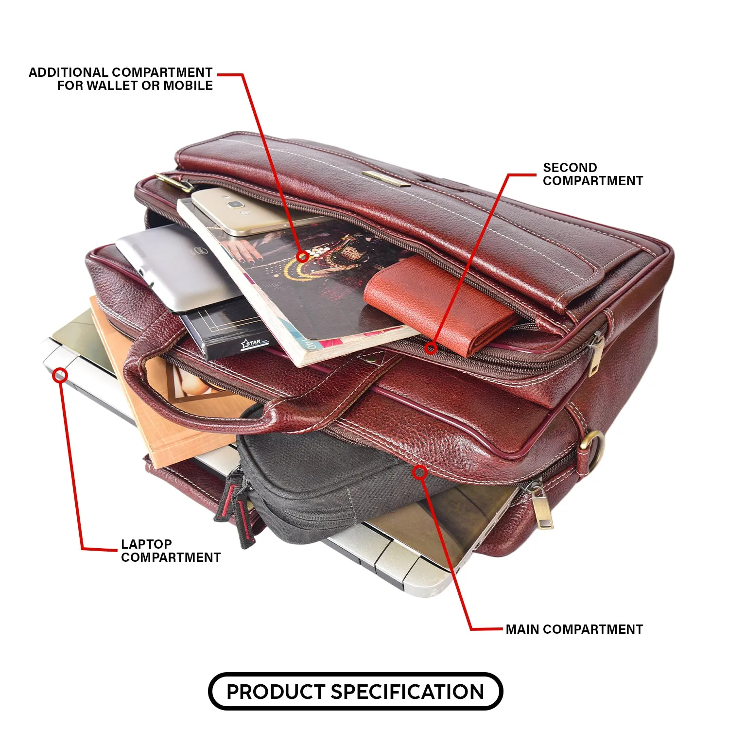 Leather Laptop Bag  998903 (Brown)