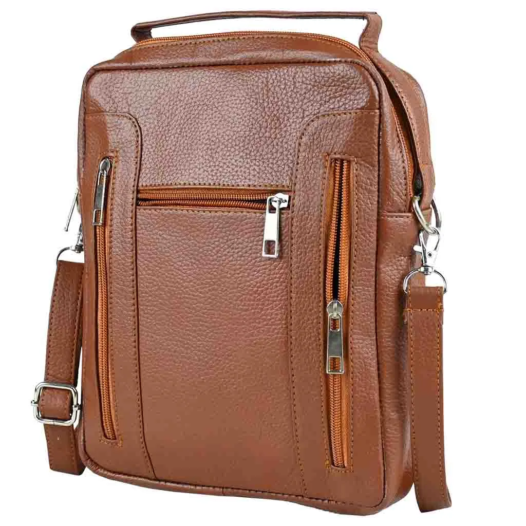 Leather Messenger Bag Tan ZipZap Leather Handbag
