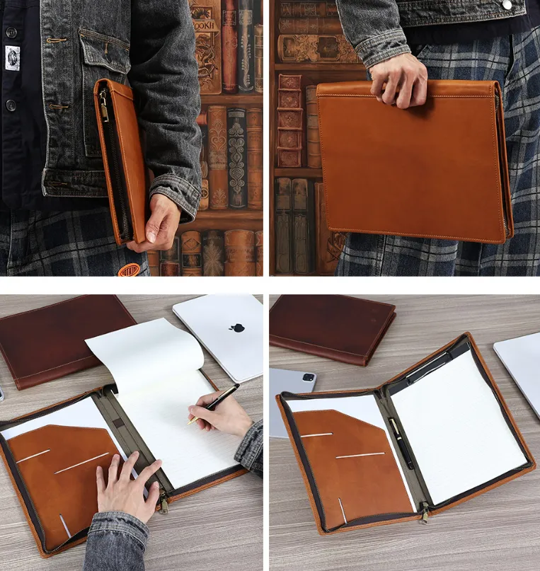 Leather Portfolio iPad, Business Notebook Holder, Notepad Holder, Business Briefcase, Portfolio Folder Organizer/3033