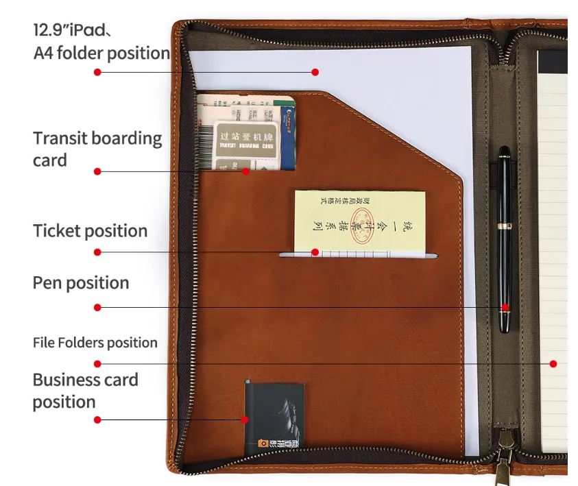 Leather Portfolio iPad, Business Notebook Holder, Notepad Holder, Business Briefcase, Portfolio Folder Organizer/3033