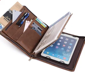 Leather Portfolio iPad Tablet Case,Personalized Notebook Holder File Organizer, Business Briefcase for Gift/0596