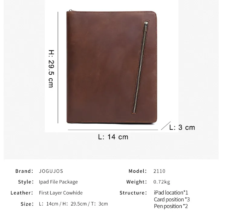 Leather Portfolio iPad Tablet Case,Personalized Notebook Holder File Organizer, Business Briefcase for Gift/0596