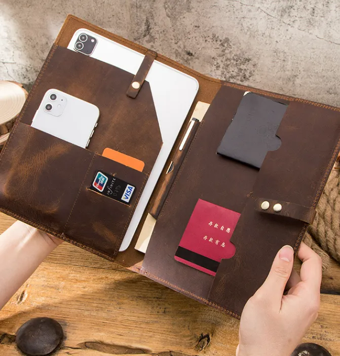 Leather Portfolio,Personalized Tablet Case Envelop, Notebook Holder, Organizer Folders, Engraving for Gift
