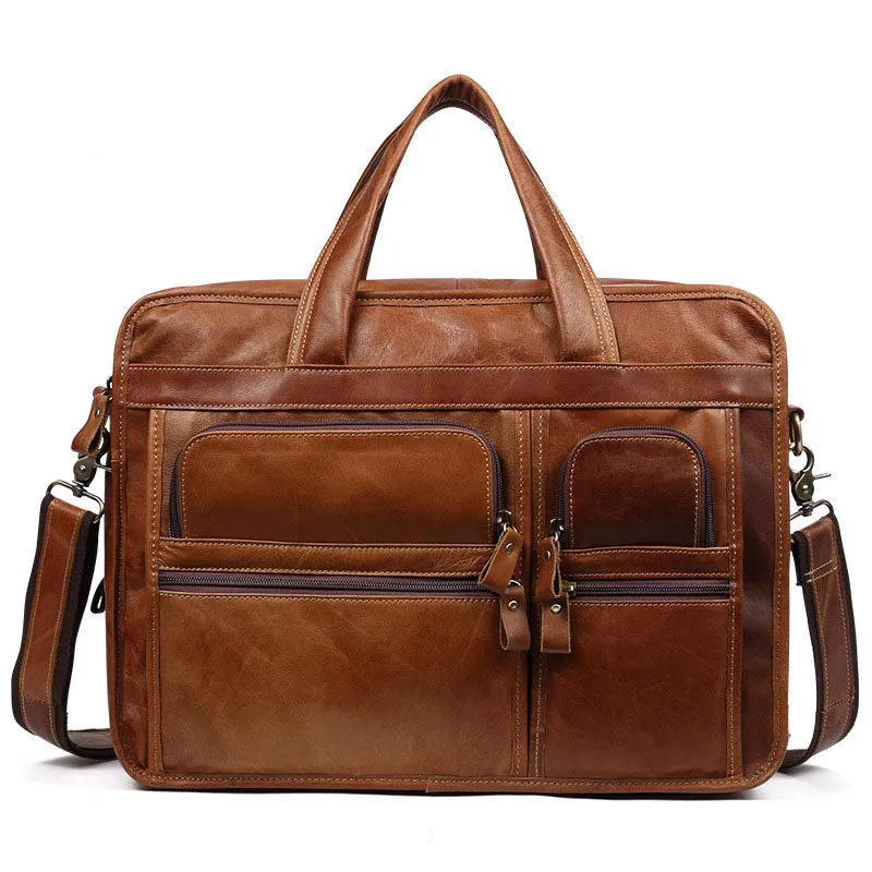 Leather Satchel Bag Laptop Bag. Full Grain Leather Briefcase for Men, briefcase Shoulder Bag, Top Handle Bag, Gift for Him 4601