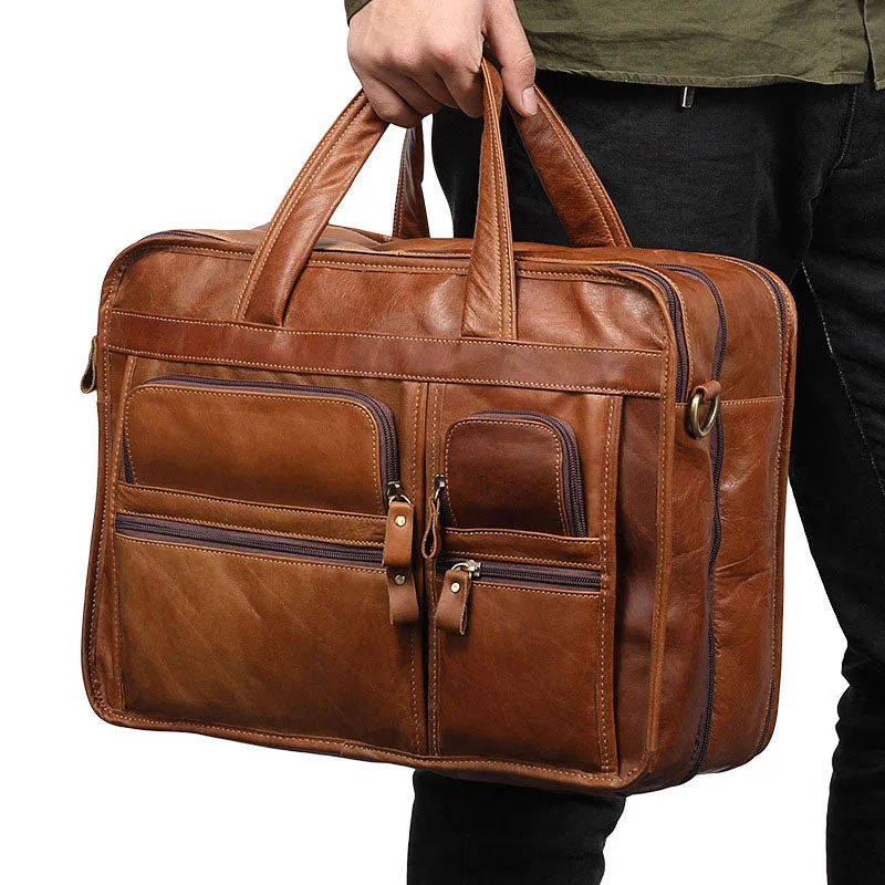 Leather Satchel Bag Laptop Bag. Full Grain Leather Briefcase for Men, briefcase Shoulder Bag, Top Handle Bag, Gift for Him 4601