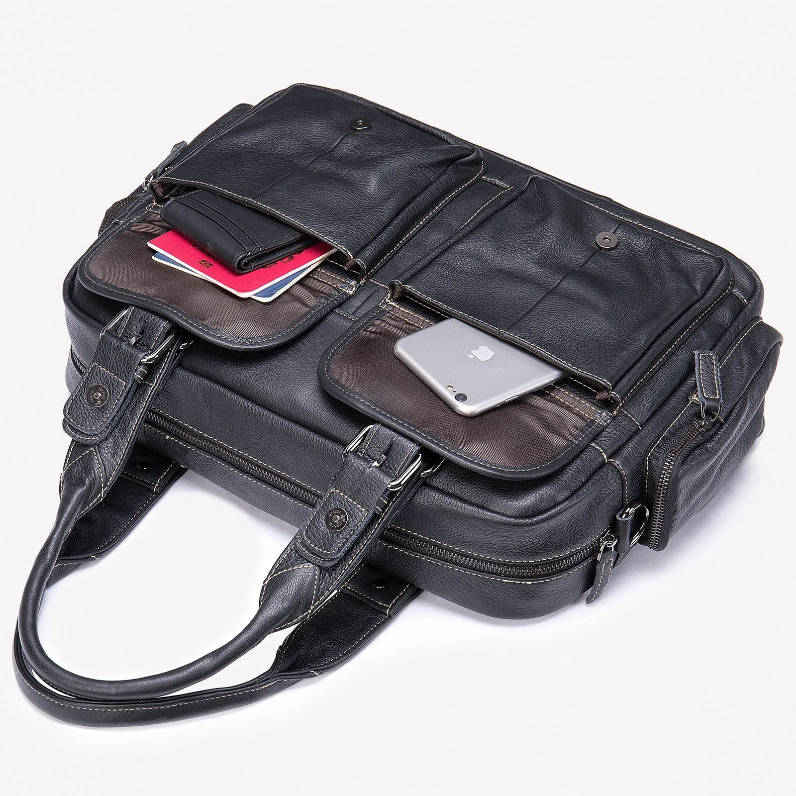 Leather Satchel Bag Laptop Bag Full Grain Leather Briefcase for Men, Shoulder Bag, Top Handle Bag,Graduation Gift for Him 4601