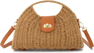 LHHMZ Women's Retro Straw Woven Shoulder Bags Portable Small Box Shoulder Bags Messenger Bag, khaki, Einheitsgre