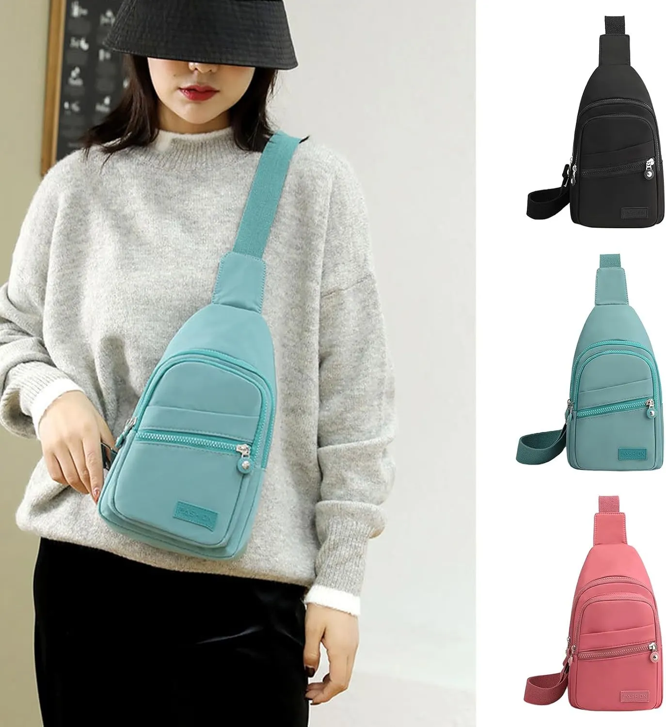 Lightweight Small Crossbody Bag for Women Men Shoulder Bags Anti-Theft Design for Travel Handbag with Zipper