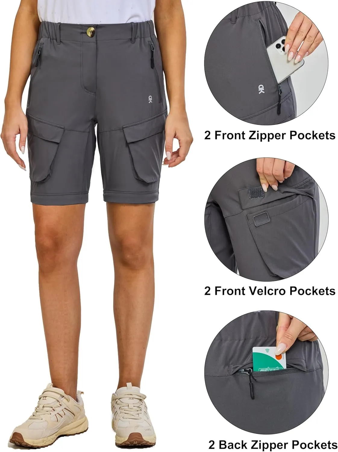 Little Donkey Andy Womens Hiking Pants Convertible Zip Off Quick Dry Pants for Cargo, Travel, Camping, Outdoor, Fishing