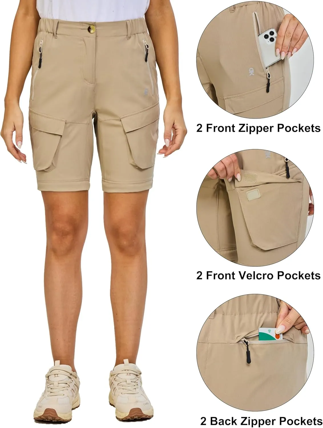 Little Donkey Andy Womens Hiking Pants Convertible Zip Off Quick Dry Pants for Cargo, Travel, Camping, Outdoor, Fishing