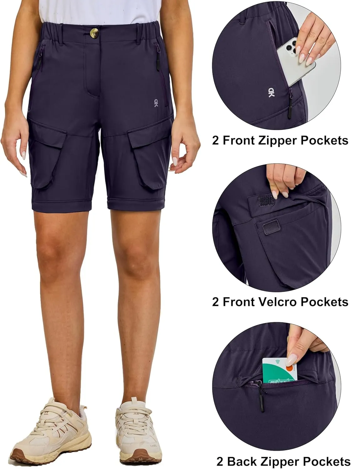 Little Donkey Andy Womens Hiking Pants Convertible Zip Off Quick Dry Pants for Cargo, Travel, Camping, Outdoor, Fishing