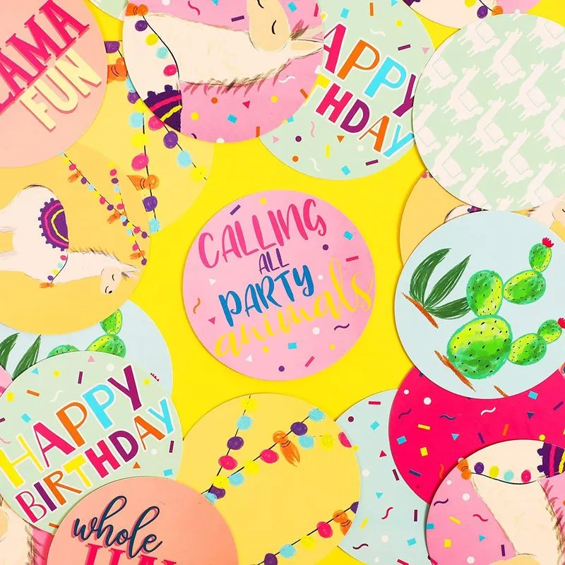 Llama Confetti for Baby Showers, Birthday Parties (10 Designs, 100 Pack, 3 in.)