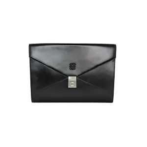 Loewe Vintage Black Anagram Embossed Envelope Portfolio