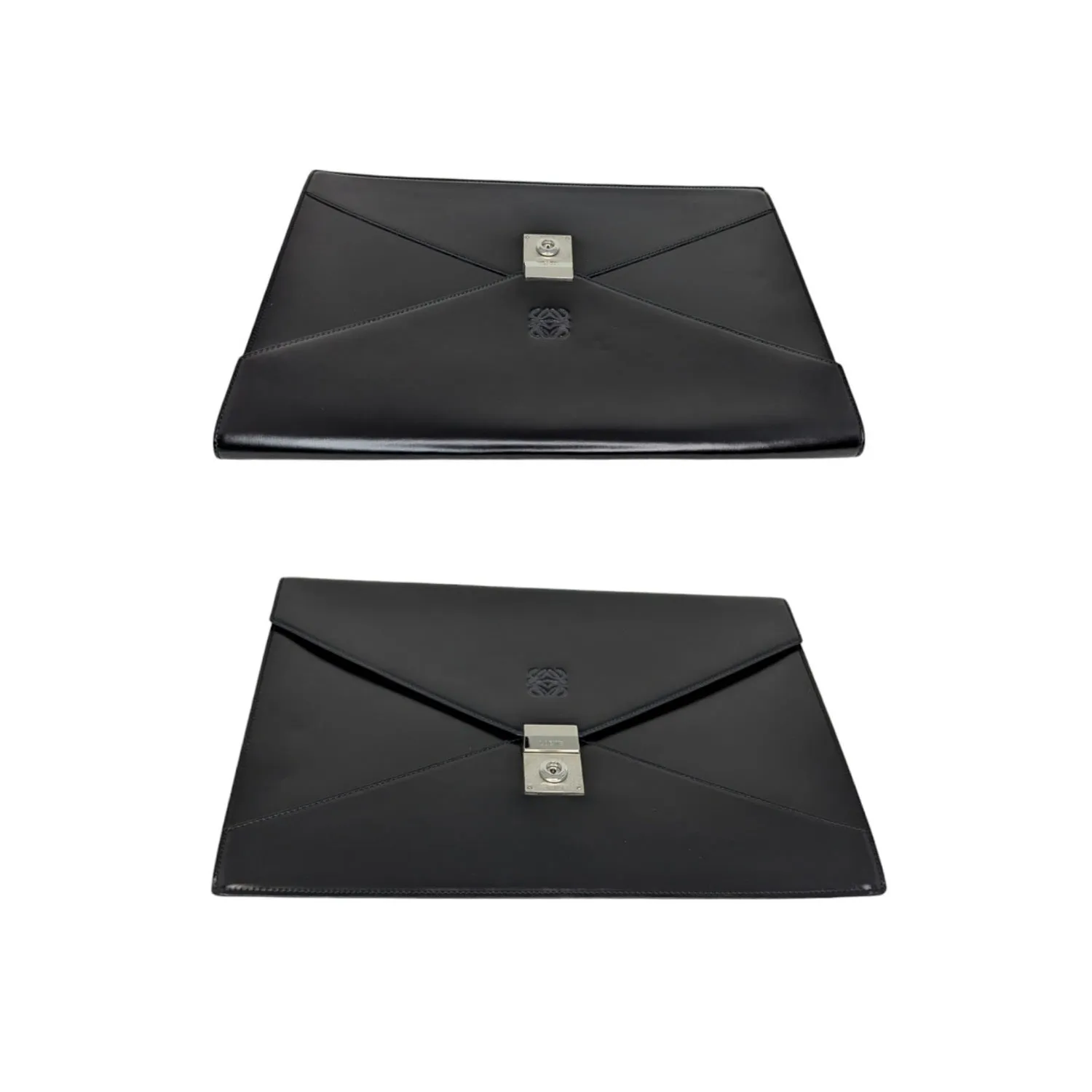 Loewe Vintage Black Anagram Embossed Envelope Portfolio