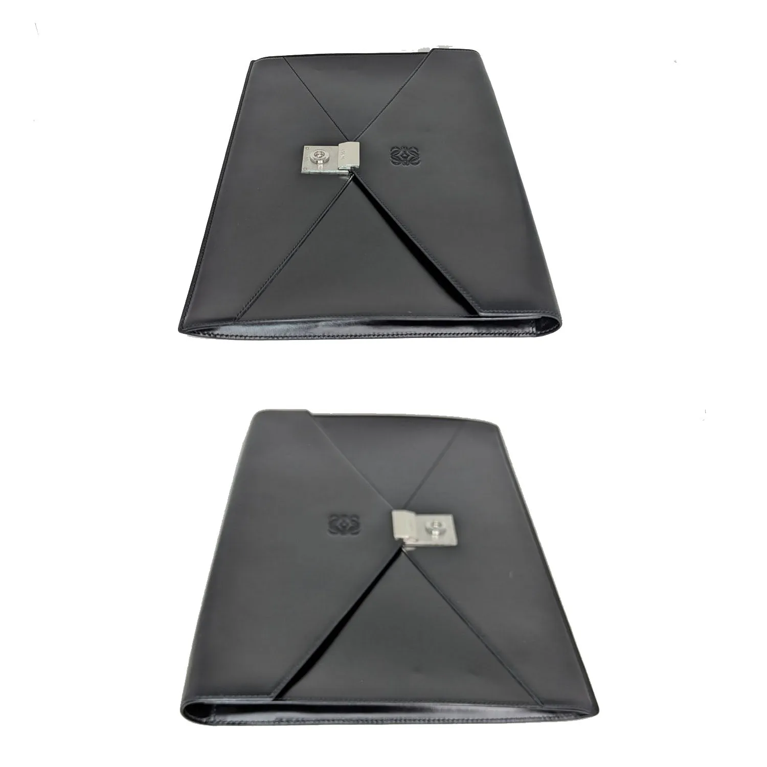Loewe Vintage Black Anagram Embossed Envelope Portfolio
