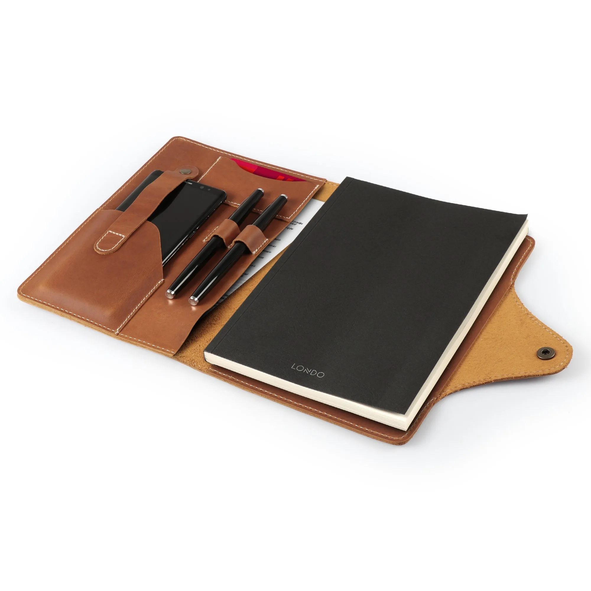 Londo Personalized Top Grain Leather Portfolio with Notepad (Snap Closure & Lock)
