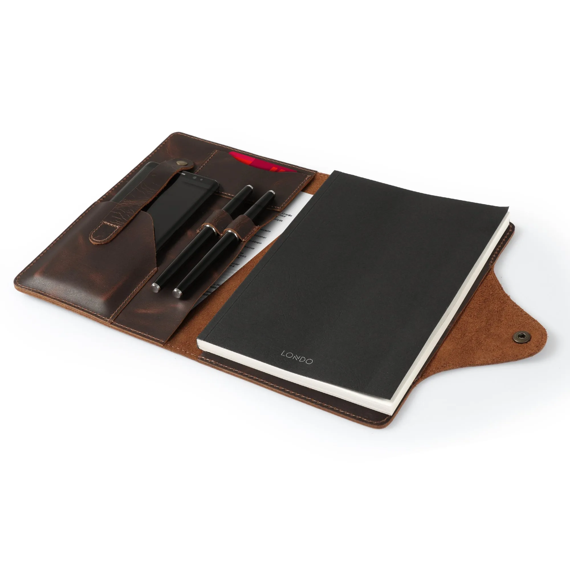 Londo Personalized Top Grain Leather Portfolio with Notepad (Snap Closure & Lock)