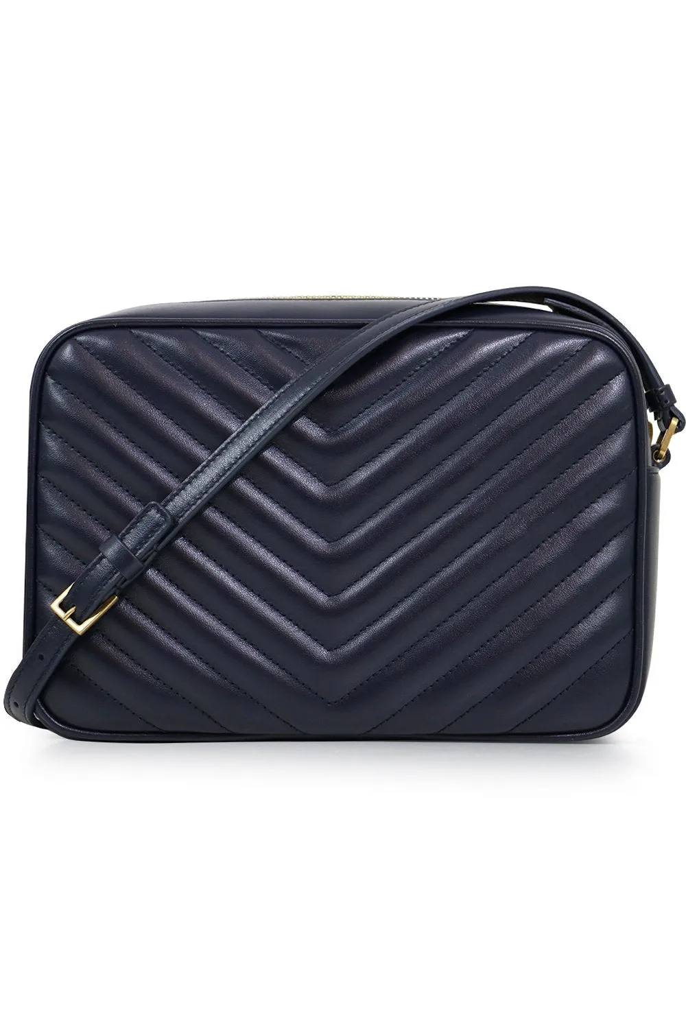 LOU QUILTED CAMERA BAG | DEEP MARINE/GOLD