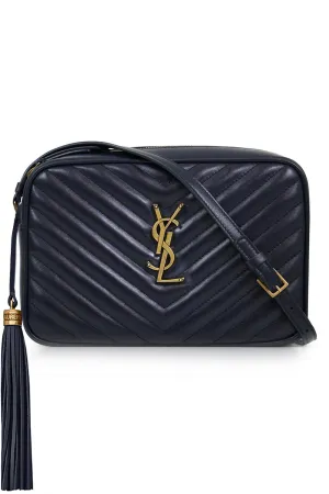 LOU QUILTED CAMERA BAG | DEEP MARINE/GOLD