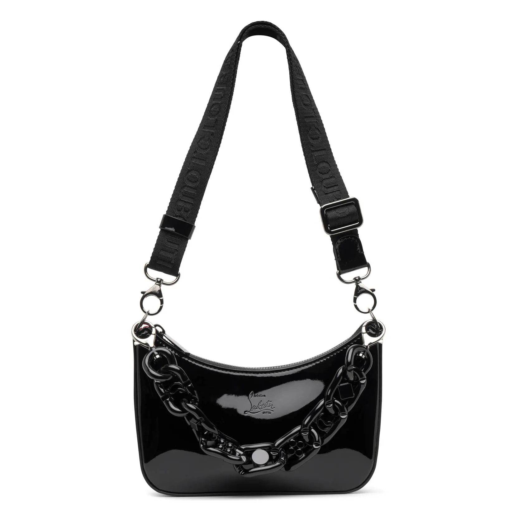 Loubila Chain black patent mini shoulder bag