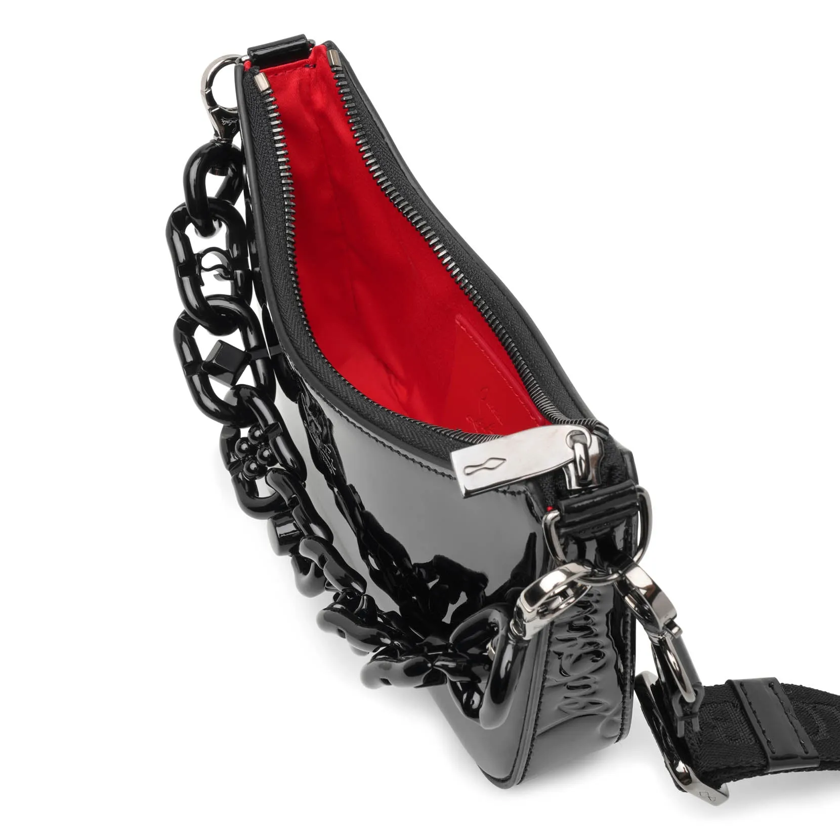 Loubila Chain black patent mini shoulder bag