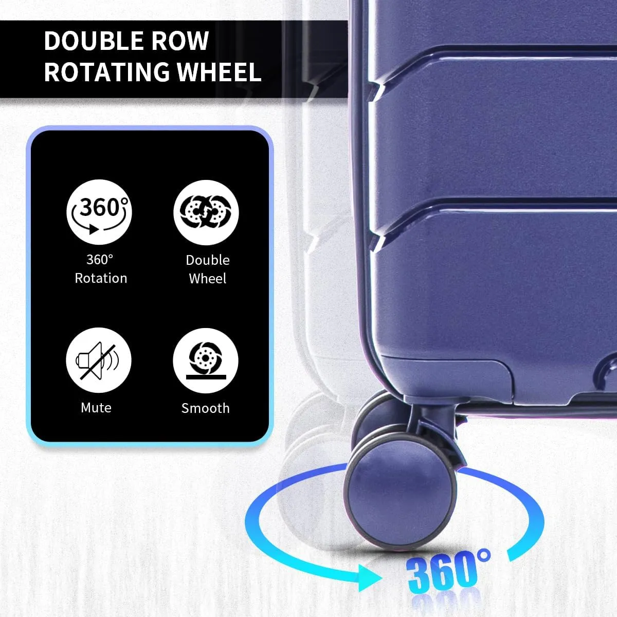 Luggage Set 3 Piece 100% PP Heavy Duty Hardside Expandable Suitcase Set with TSA Lock Double Spinner Wheels (20/24/30 inch, Blue)