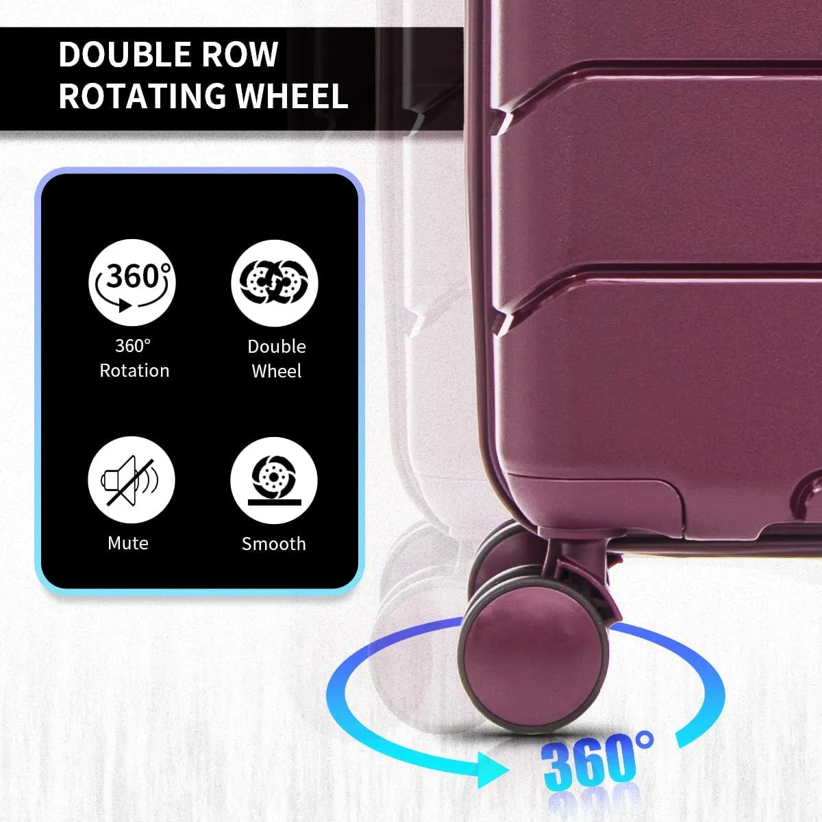 Luggage Set 4 Piece 100% PP Heavy Duty Hardside Expandable Suitcase Set with TSA Lock Double Spinner Wheels (18/20/24/30 inch, Purple)