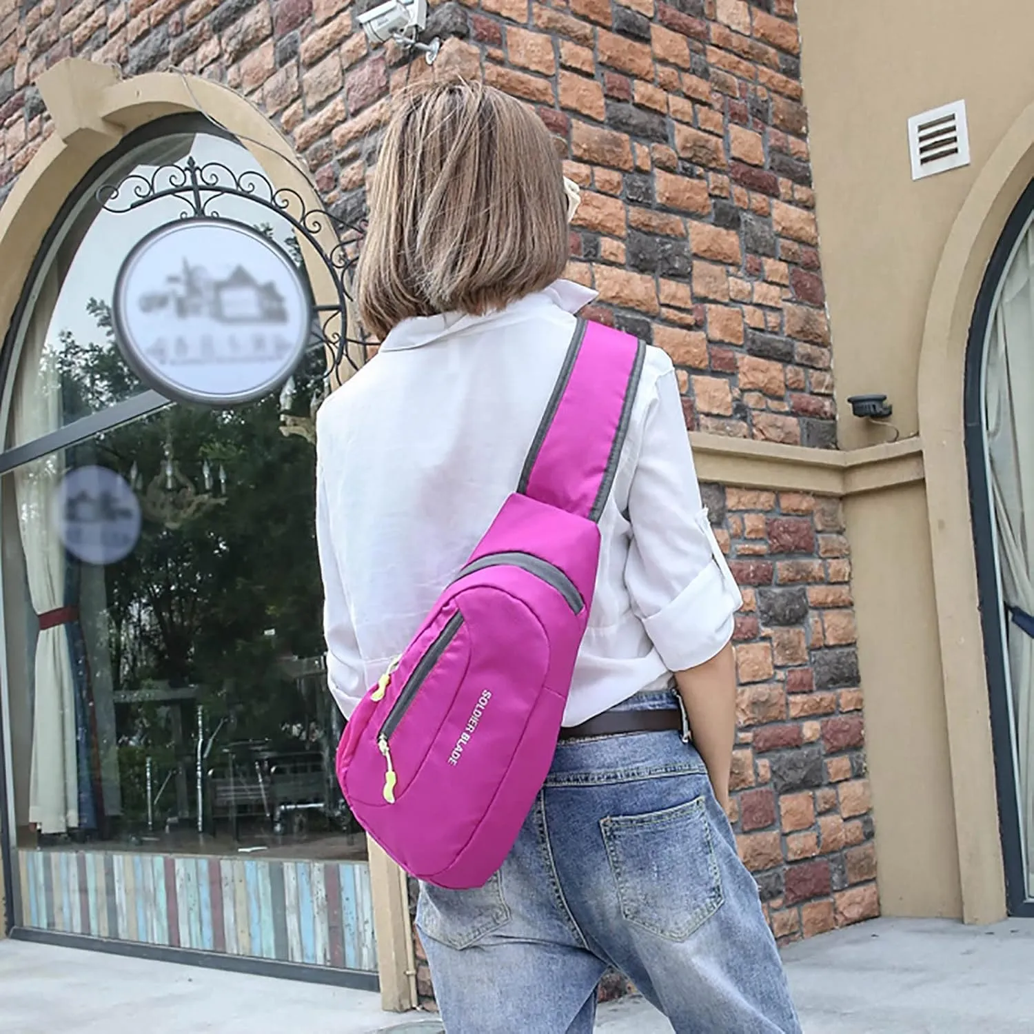Man Women Outdoor Multifunctional Sling Backpack Fashionable Casual Shoulder Messenger Bag Hiking Chest Bag Canvas (A)