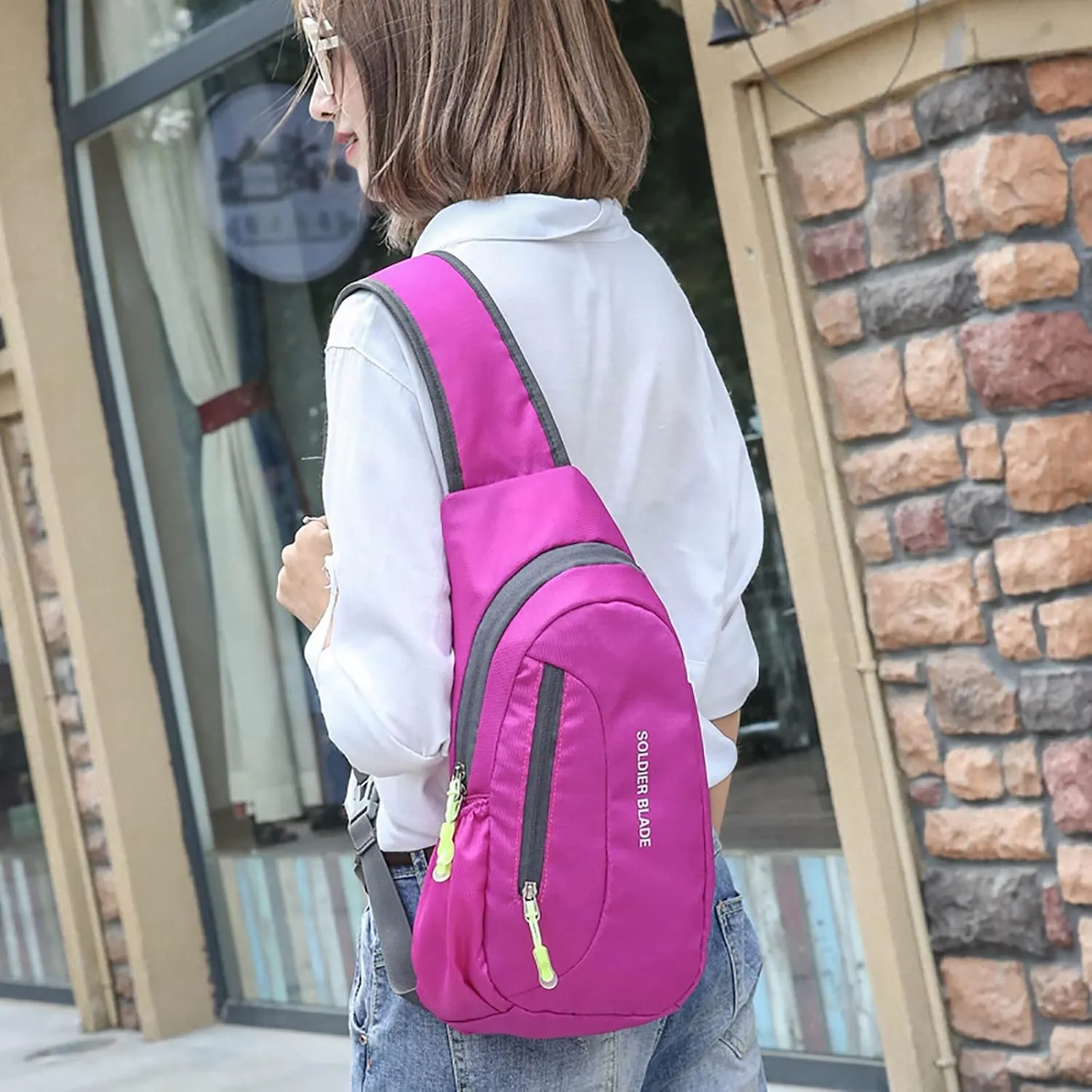 Man Women Outdoor Multifunctional Sling Backpack Fashionable Casual Shoulder Messenger Bag Hiking Chest Bag Canvas (A)