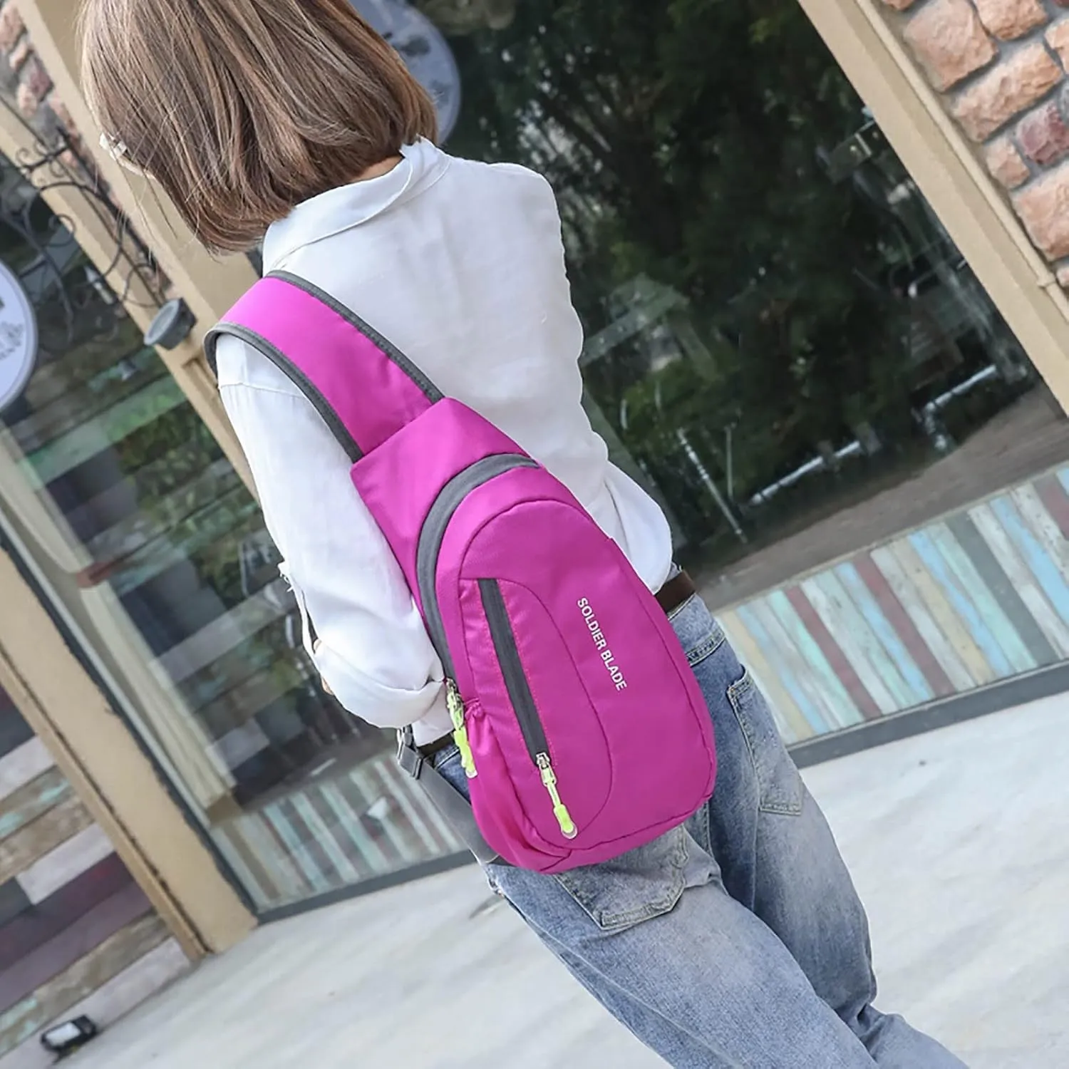 Man Women Outdoor Multifunctional Sling Backpack Fashionable Casual Shoulder Messenger Bag Hiking Chest Bag Canvas (A)