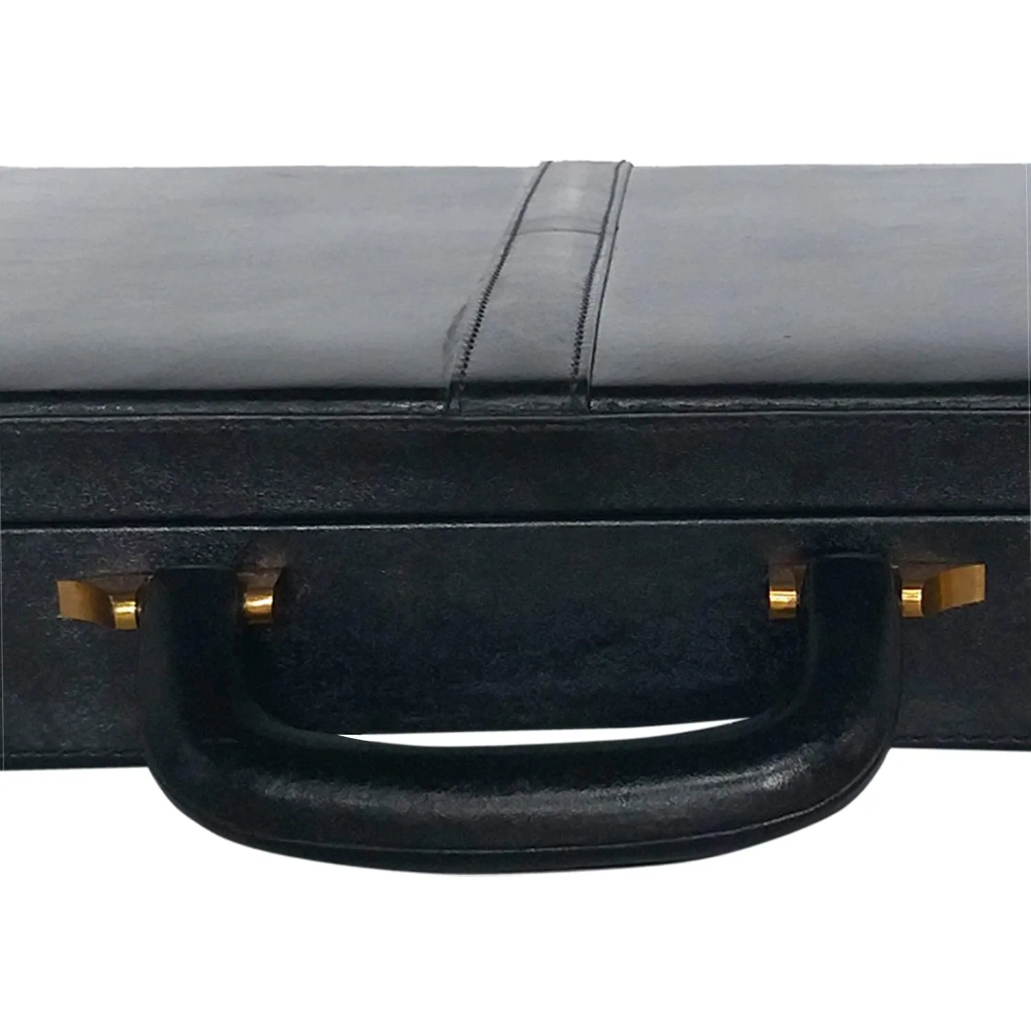 MANDAVA Leather Briefcase Executive Attache Slim Business Handbag Laptop MacBook Carry Case (Black)