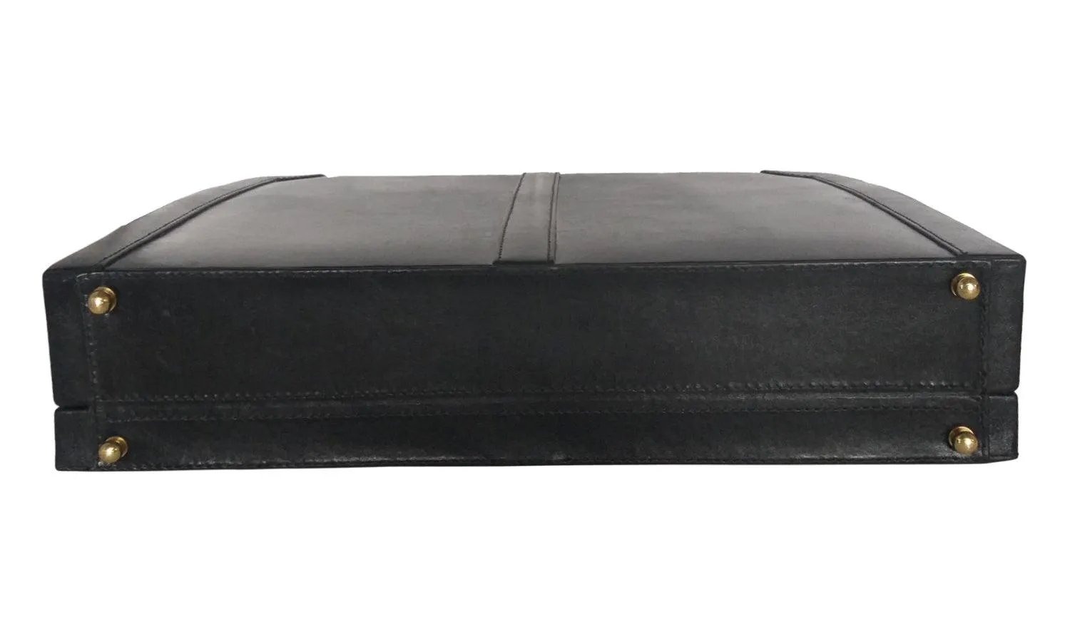 MANDAVA Leather Briefcase Executive Attache Slim Business Handbag Laptop MacBook Carry Case (Black)