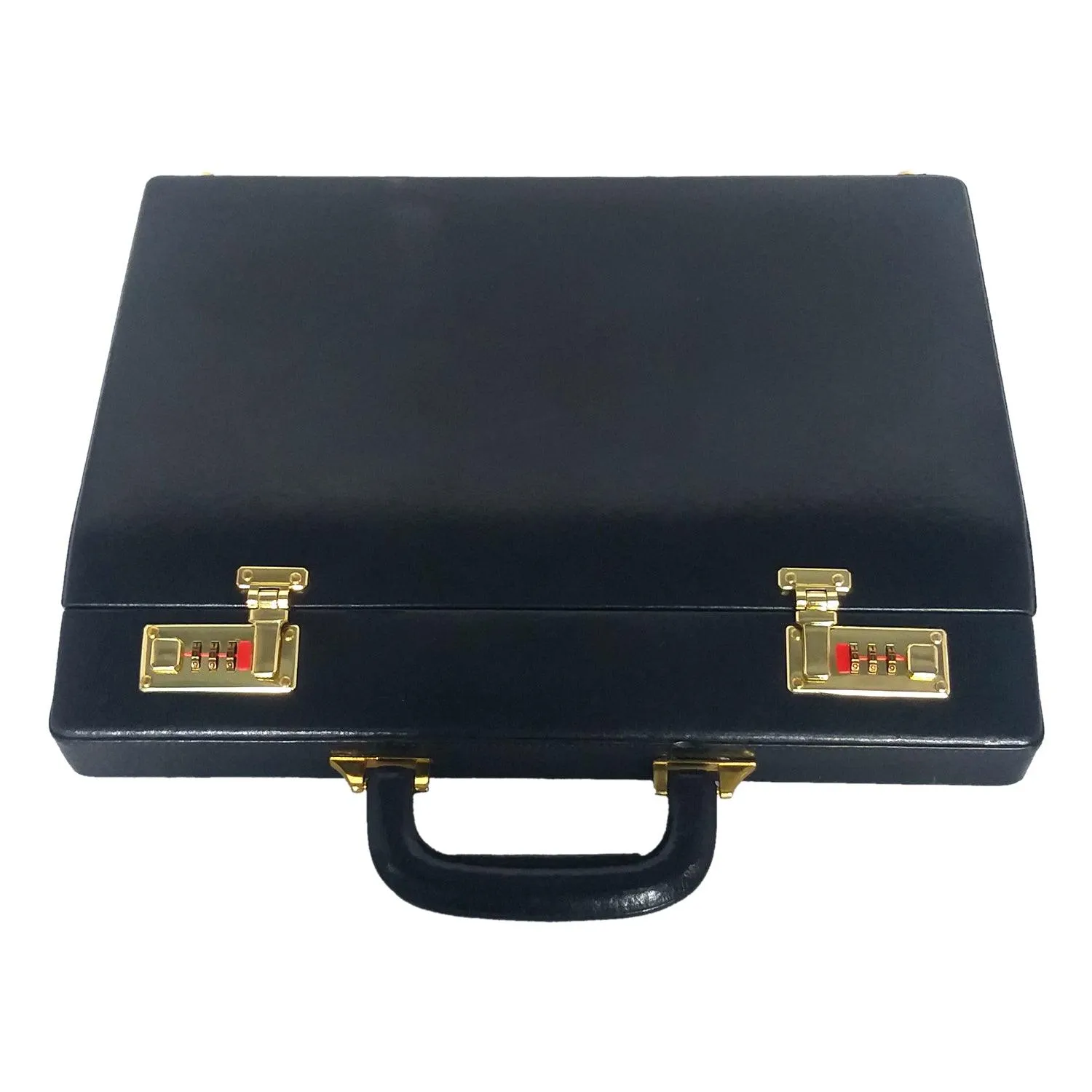 MANDAVA Men's Genuine Leather Briefcase Executive Attache Slim Business Handbag 14 inch Laptop MacBook Carry Case Black