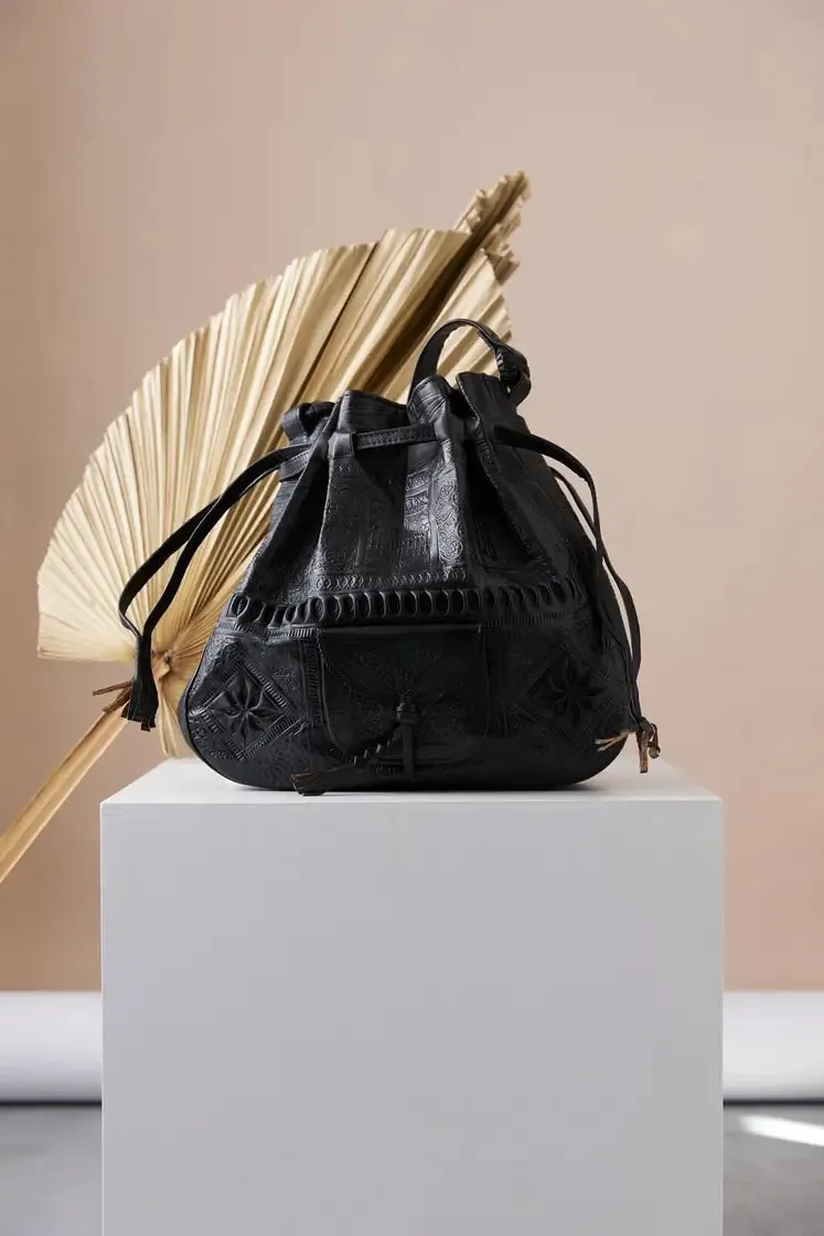 Marrakesh Leather Bag-Black