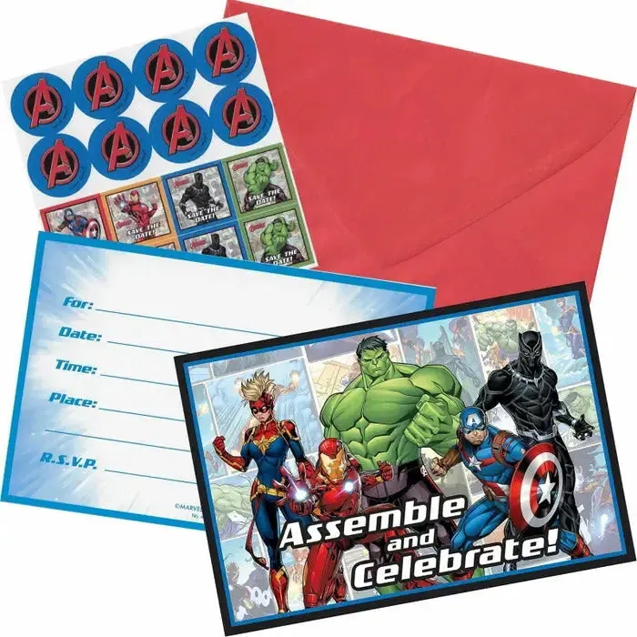 Marvel Avengers Powers Unite Invitations - 8 Pkt