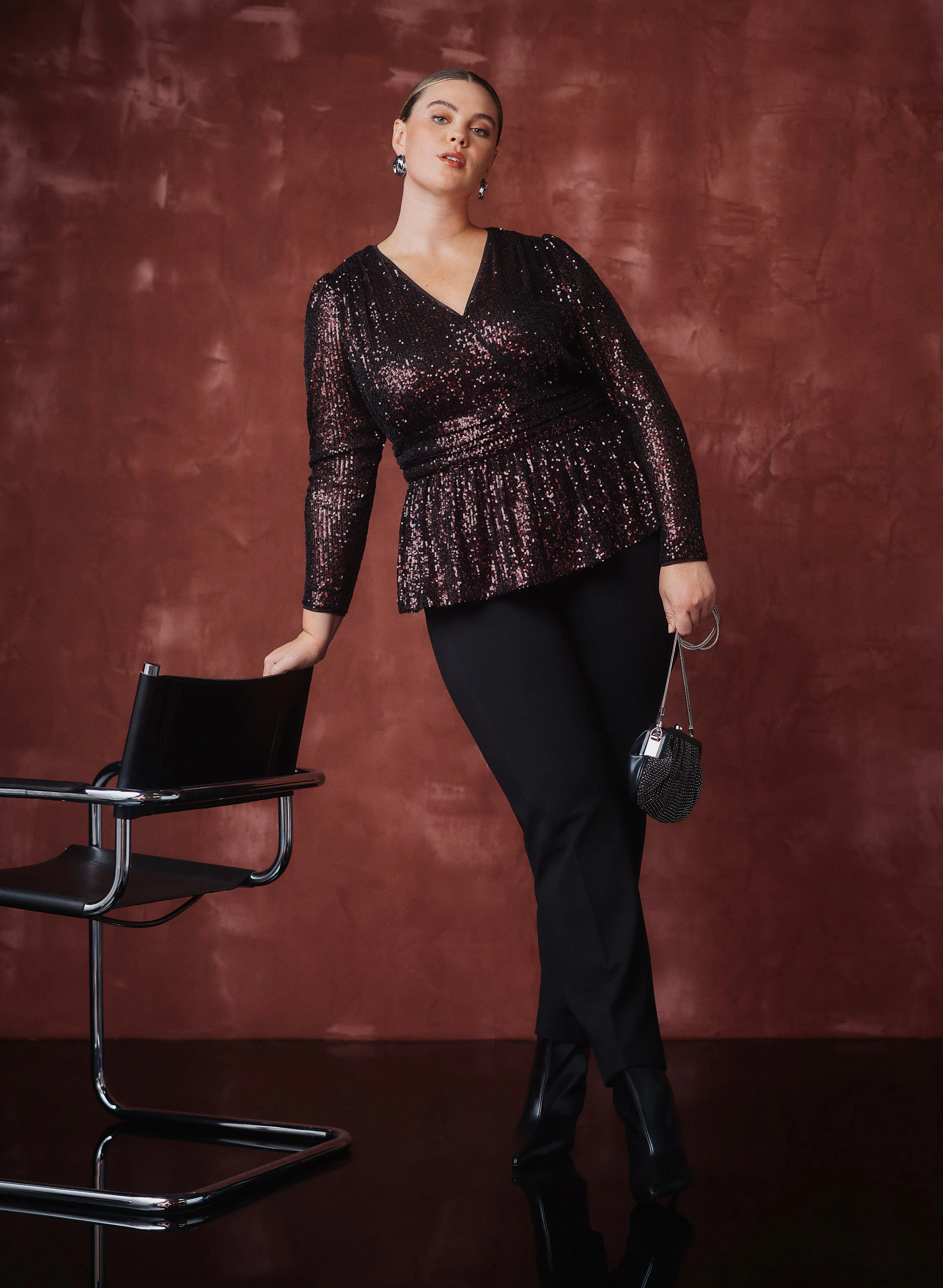 Melanie Lyne - Crossover Sequin Top