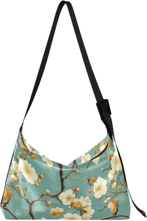Men Medium Crossbody Bags Trendy Mens Shoulder Bags Crossbody Side Bag Flowers Vibrant Blossoms Japanese