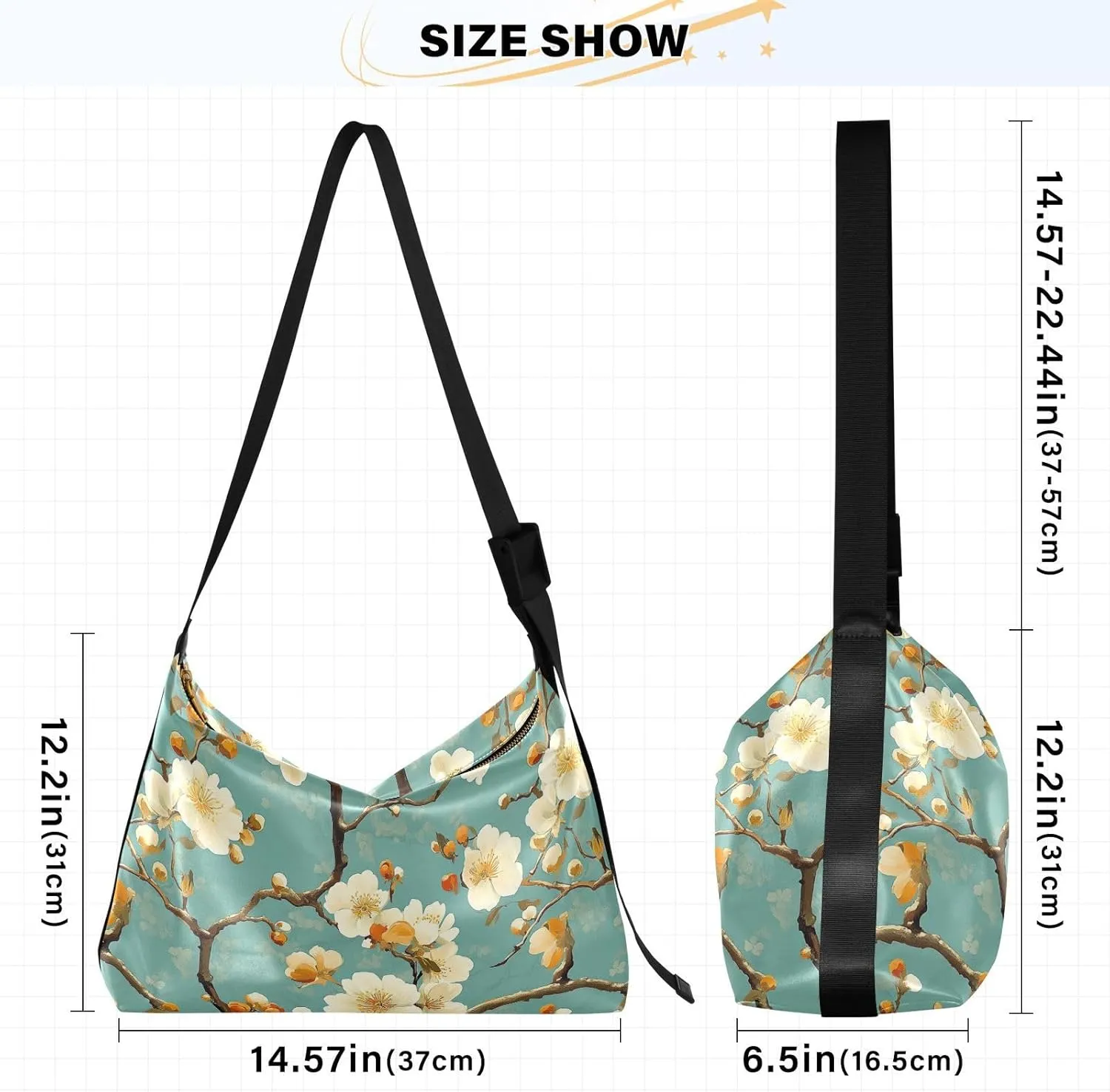 Men Medium Crossbody Bags Trendy Mens Shoulder Bags Crossbody Side Bag Flowers Vibrant Blossoms Japanese
