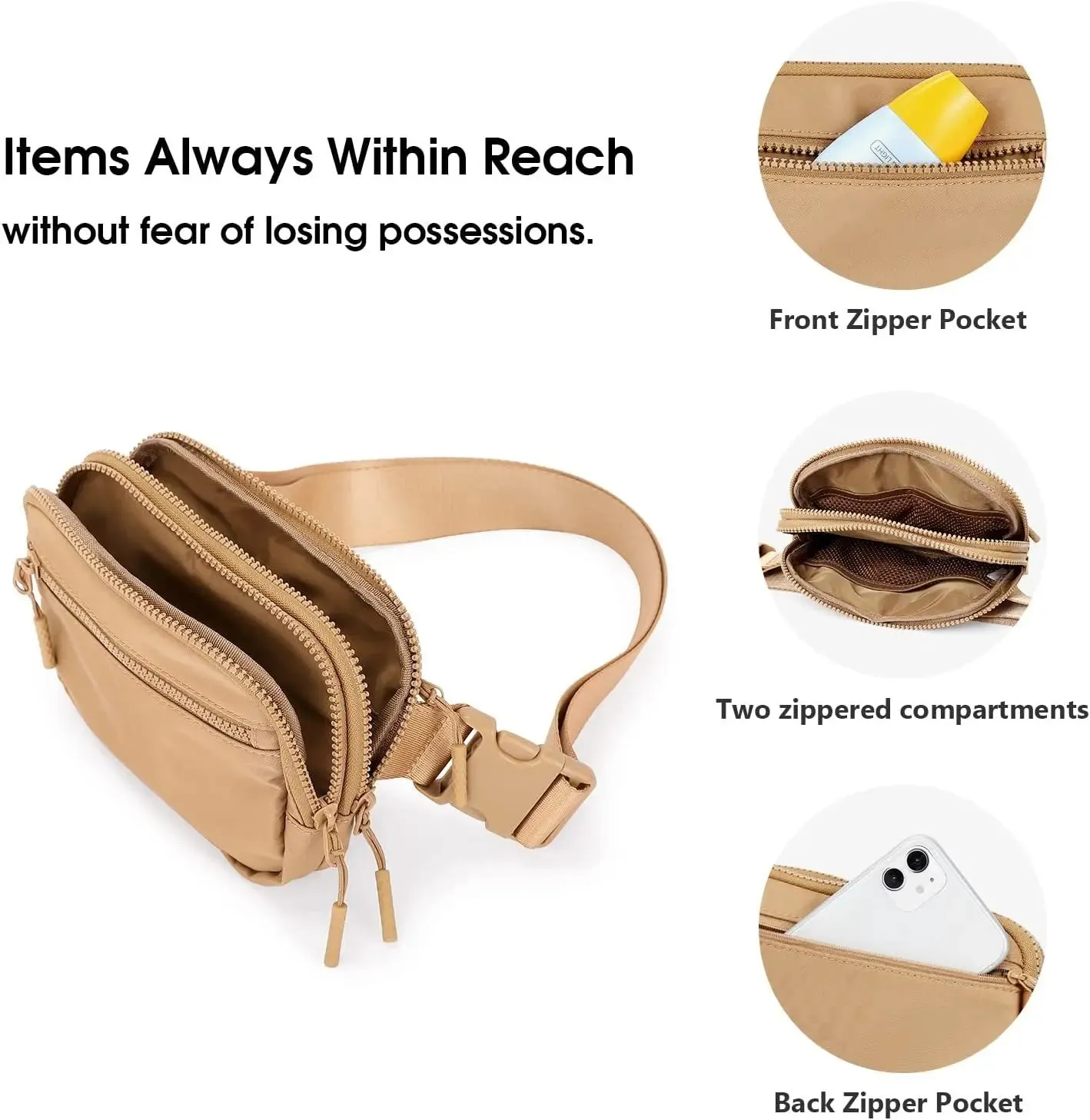Men Women Waist Bags Small Sling Bag Zipper Chest Bag Girls Crossbody Bag with Adjustable Strap Simple Outdoor Sports Fanny Pack