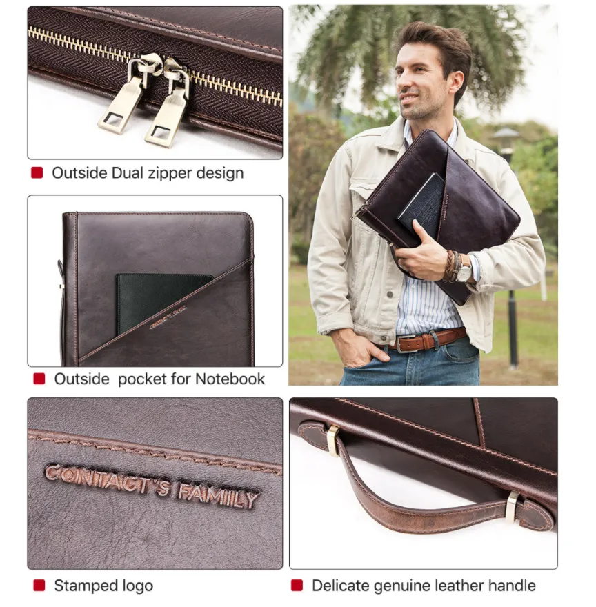 Men's Leather Portfolio iPad 12.9 Padfolio, Tablet Case, Document Folder Organizer Personalized Gift