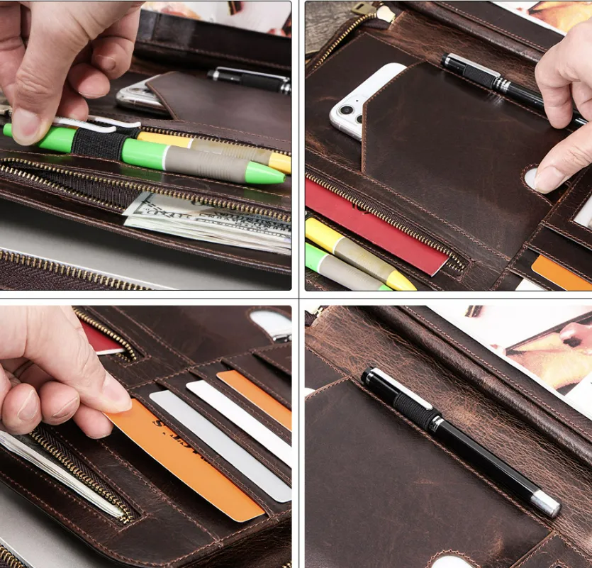 Men's Leather Portfolio iPad 12.9 Padfolio, Tablet Case, Document Folder Organizer Personalized Gift