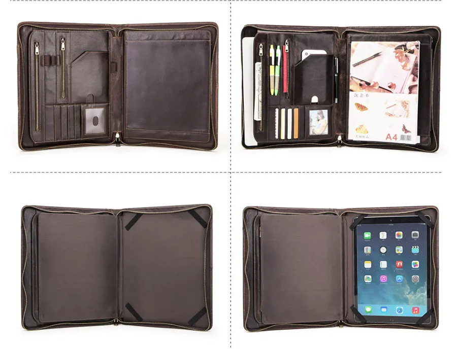 Men's Leather Portfolio iPad 12.9 Padfolio, Tablet Case, Document Folder Organizer Personalized Gift
